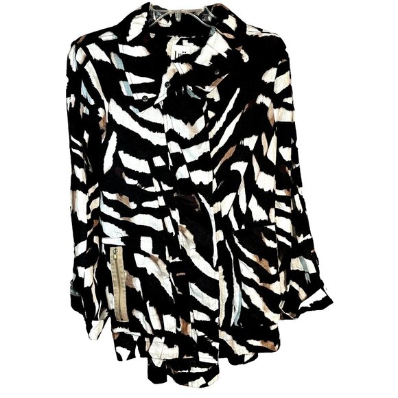 Luii Anthropologie Animal-Print Linen Jacket High-Low Safari Boho Eco-Friendly M - Picture 1 of 8